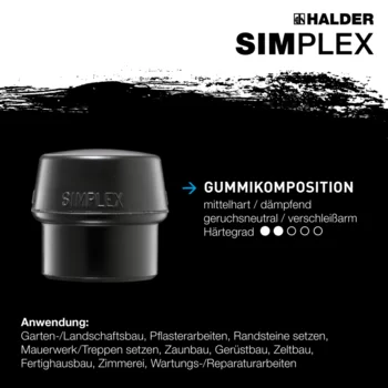                                             SIM­PLEX-Schon­häm­mer Gummikomposition / Superplastik; mit Tempergussgehäuse und hochwertigem extra kurzen Holzstiel
 IM0014709 Foto ArtGrp Zusatz de

