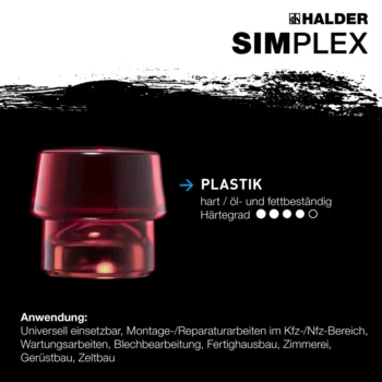                                             SIM­PLEX-Schon­häm­mer TPE-mid / Plastik; mit verstärktem Tempergussgehäuse und Fiberglasstiel
 IM0014713 Foto ArtGrp Zusatz de
