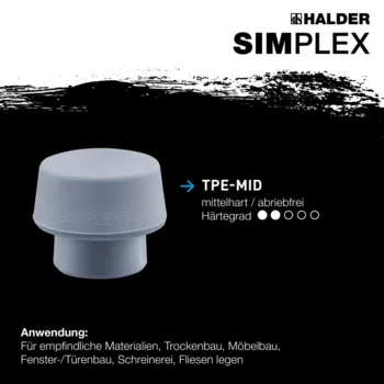                                             SIM­PLEX-Schon­häm­mer, 50:40 TPE-soft / TPE-mid; mit Aluminiumgehäuse und hochwertigem Holzstiel
 IM0015664 Foto ArtGrp Zusatz de

