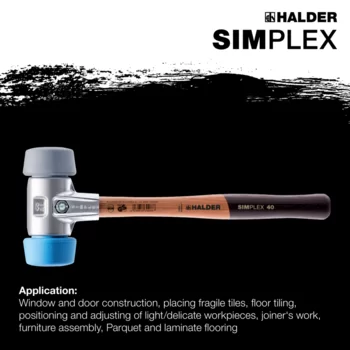                                             SIMPLEX-kladiva s měkkou vložkou, 50:40 TPE-jemná / TPE-střední; s hliníkovým tělem a vysoce kvalitní dřevěnou násadou
 IM0015958 Foto ArtGrp Zusatz en
