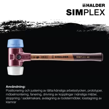                                             SIMPLEX mjuka hammare, 50:40    TPE-soft / Superplastic; med gjutjärnshus och högkvalitativt trähandtag. 
 IM0016767 Foto ArtGrp Zusatz se
