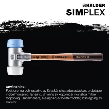                                             SIMPLEX mjuka hammare, 50:40    TPE-soft / superplastic; med aluminiumhus och högkvalitativt trähandtag
 IM0016783 Foto ArtGrp Zusatz se
