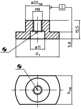                                             Pi­uliţă fixă canal T cu fixare cilindrică
 IM0002522 Zeichnung
