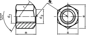                                             Šestihranné matice DIN 6330 (výška 1,5 d)
 IM0002528 Zeichnung
