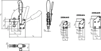                                             Senk­rechtspan­ner mit senkrechtem Fuß und Sicherheitsverriegelung
 IM0009344 Zeichnung
