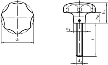                                             Stern­griff­schrau­ben ähnlich DIN 6336, rostfreier Stahl A4
 IM0013383 Zeichnung
