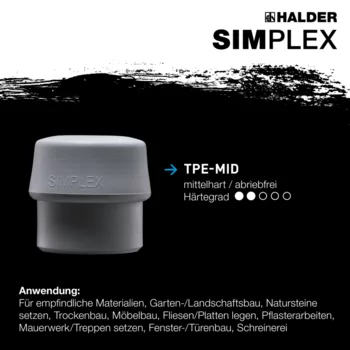                                             SIM­PLEX-Schon­häm­mer TPE-mid / Plastik; mit verstärktem Tempergussgehäuse und Fiberglasstiel
 IM0014711 Foto ArtGrp Zusatz de
