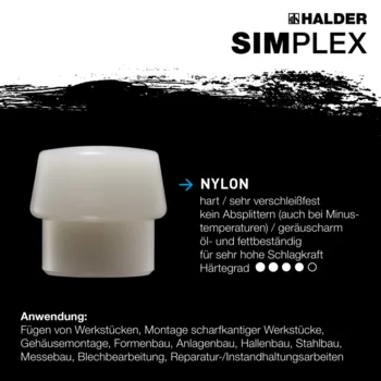                                             SIM­PLEX-Schon­häm­mer Nylon; mit verstärktem Tempergussgehäuse und Fiberglasstiel
 IM0014714 Foto ArtGrp Zusatz de
