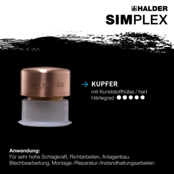                                             SIM­PLEX-Schon­häm­mer Kupfer / Plastik; mit verstärktem Tempergussgehäuse und Fiberglasstiel
 IM0014716 Foto ArtGrp Zusatz de
