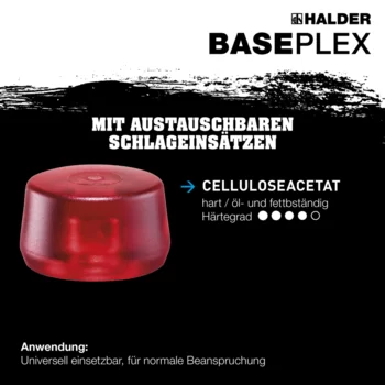                                             BA­SE­P­LEX-Schon­häm­mer Nylon / Celluloseacetat mit Zinkdruckguss-Gehäuse und Holzstiel
 IM0014727 Foto ArtGrp Zusatz de
