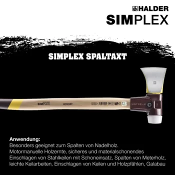                                             SIM­PLEX-Spal­taxt mit schlanker Form, mit Tempergussgehäuse und Hickorystiel
 IM0014772 Foto ArtGrp Zusatz de
