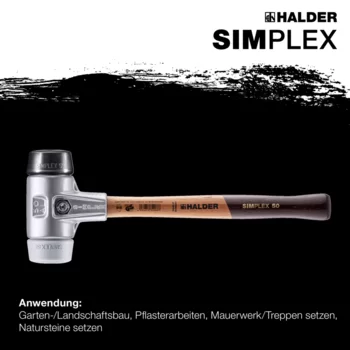                                             SIM­PLEX-Schon­häm­mer Gummikomposition / TPE-mid; mit Aluminiumgehäuse und hochwertigem Holzstiel
 IM0014796 Foto ArtGrp Zusatz de
