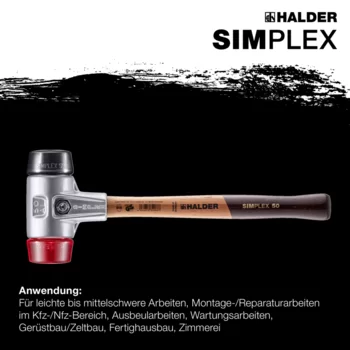                                             SIM­PLEX-Schon­häm­mer Gummikomposition / Plastik; mit Aluminiumgehäuse und hochwertigem Holzstiel
 IM0014797 Foto ArtGrp Zusatz de
