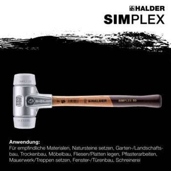                                             SIM­PLEX-Schon­häm­mer TPE-mid; mit Aluminiumgehäuse und hochwertigem Holzstiel
 IM0014805 Foto ArtGrp Zusatz de
