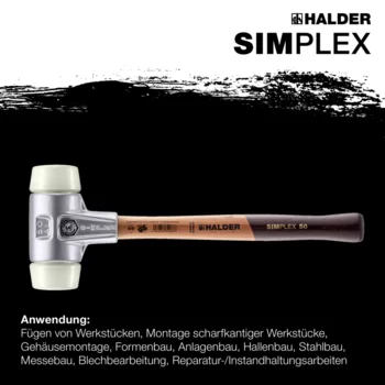                                             SIM­PLEX-Schon­häm­mer Nylon; mit Aluminiumgehäuse und hochwertigem Holzstiel
 IM0014808 Foto ArtGrp Zusatz de
