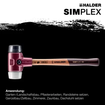                                             SIM­PLEX-Schon­häm­mer Gummikomposition / Superplastik; mit Tempergussgehäuse und hochwertigem Holzstiel
 IM0014820 Foto ArtGrp Zusatz de
