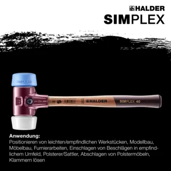                                            SIM­PLEX-Schon­häm­mer, 50:40 TPE-soft / Superplastik; mit Tempergussgehäuse und hochwertigem Holzstiel
 IM0014837 Foto ArtGrp Zusatz de
