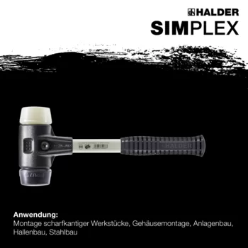                                             SIM­PLEX-Schon­häm­mer Gummikomposition / Nylon; mit verstärktem Tempergussgehäuse und Fiberglasstiel
 IM0014841 Foto ArtGrp Zusatz de
