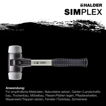                                             SIM­PLEX-Schon­häm­mer TPE-mid; mit verstärktem Tempergussgehäuse und Fiberglasstiel
 IM0014846 Foto ArtGrp Zusatz de
