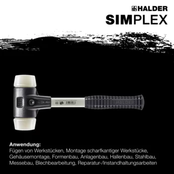                                            SIM­PLEX-Schon­häm­mer Nylon; mit verstärktem Tempergussgehäuse und Fiberglasstiel
 IM0014849 Foto ArtGrp Zusatz de
