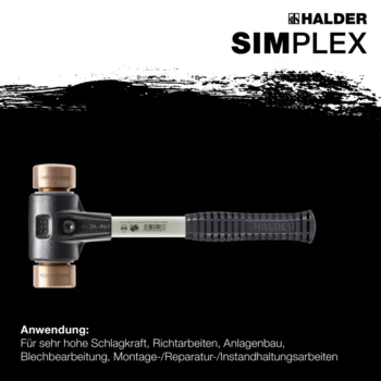                                             SIM­PLEX-Schon­häm­mer Kupfer; mit verstärktem Tempergussgehäuse und Fiberglasstiel
 IM0014851 Foto ArtGrp Zusatz de
