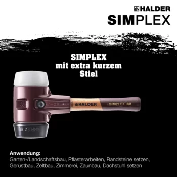                                             SIM­PLEX-Schon­häm­mer Gummikomposition / Superplastik; mit Tempergussgehäuse und hochwertigem extra kurzen Holzstiel
 IM0014870 Foto ArtGrp Zusatz de
