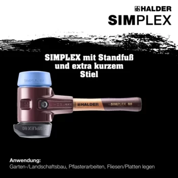                                             SIM­PLEX-Schon­häm­mer Gummikomposition, mit Standfuß / TPE-soft; mit Tempergussgehäuse und hochwertigem extra kurzen Holzstiel
 IM0014873 Foto ArtGrp Zusatz de
