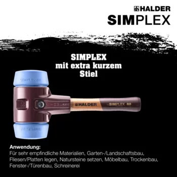                                             SIM­PLEX-Schon­häm­mer TPE-soft; mit Tempergussgehäuse und hochwertigem, extra kurzen Holzstiel
 IM0014879 Foto ArtGrp Zusatz de

