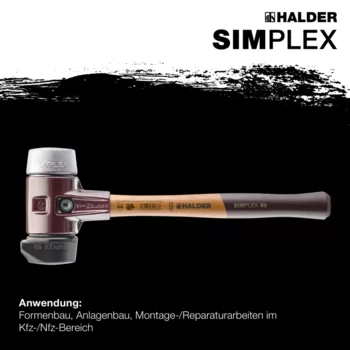                                             SIM­PLEX-Schon­häm­mer Gummikomposition, mit Standfuß / Weichmetall; mit Tempergussgehäuse und hochwertigem Holzstiel
 IM0014894 Foto ArtGrp Zusatz de
