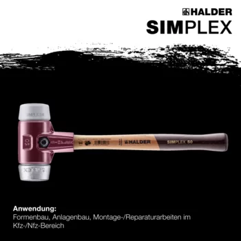                                             SIM­PLEX-Schon­häm­mer TPE-mid / Weichmetall; mit Tempergussgehäuse und hochwertigem Holzstiel
 IM0014919 Foto ArtGrp Zusatz de

