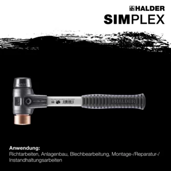                                             SIM­PLEX-Schon­häm­mer Gummikomposition / Kupfer; mit verstärktem Tempergussgehäuse und Fiberglasstiel
 IM0014954 Foto ArtGrp Zusatz de
