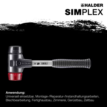                                             SIM­PLEX-Schon­häm­mer Gummikomposition / Plastik; mit verstärktem Tempergussgehäuse und Fiberglasstiel
 IM0014955 Foto ArtGrp Zusatz de

