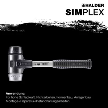                                             SIM­PLEX-Schon­häm­mer Gummikomposition / Weichmetall; mit verstärktem Tempergussgehäuse und Fiberglasstiel
 IM0014956 Foto ArtGrp Zusatz de
