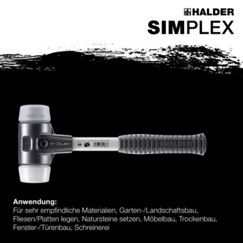                                             SIM­PLEX-Schon­häm­mer TPE-mid / Superplastik; mit verstärktem Tempergussgehäuse und Fiberglasstiel
 IM0014959 Foto ArtGrp Zusatz de
