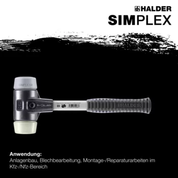                                             SIM­PLEX-Schon­häm­mer TPE-mid / Nylon; mit verstärktem Tempergussgehäuse und Fiberglasstiel
 IM0014960 Foto ArtGrp Zusatz de
