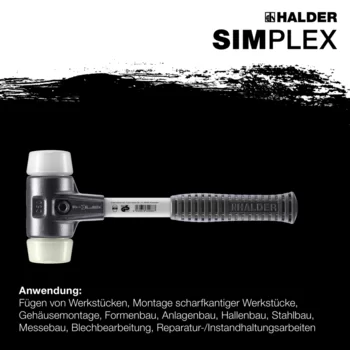                                             SIM­PLEX-Schon­häm­mer Superplastik / Nylon; mit verstärktem Tempergussgehäuse und Fiberglasstiel
 IM0014967 Foto ArtGrp Zusatz de
