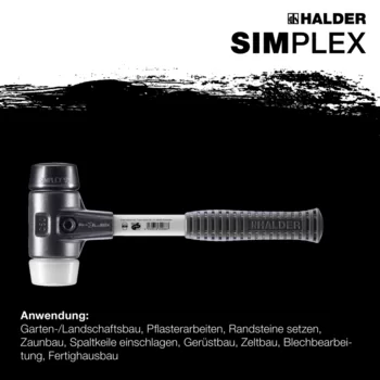                                             SIM­PLEX-Schon­häm­mer Gummikomposition / Superplastik; mit verstärktem Tempergussgehäuse und Fiberglasstiel
 IM0014970 Foto ArtGrp Zusatz de
