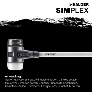                                             SIM­PLEX-Vor­schlag­häm­mer Gummikomposition / Superplastik; mit verstärktem Tempergussgehäuse und Fiberglasstiel
 IM0015019 Foto ArtGrp Zusatz de
