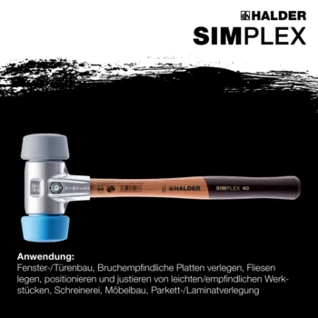                                             SIM­PLEX-Schon­häm­mer, 50:40 TPE-soft / TPE-mid; mit Aluminiumgehäuse und hochwertigem Holzstiel
 IM0015666 Foto ArtGrp Zusatz de
