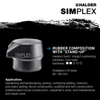                                             SIMPLEX sledge hammers Rubber composition with "Stand-Up" / rubber composition; with cast iron housing and Hickory handle
 IM0015102 Foto ArtGrp Zusatz en
