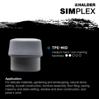                                             SIMPLEX soft-face mallets TPE-mid / superplastic; with aluminium housing and high-quality wooden handle
 IM0015103 Foto ArtGrp Zusatz en
