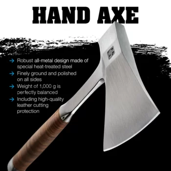                                             Hand axe with leather handle, including high-quality leather belt bag as cutting protection; in attractive wooden box
 IM0015226 Foto ArtGrp Zusatz en
