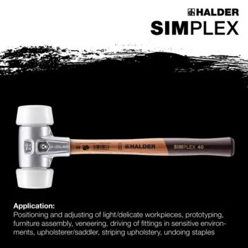                                             SIMPLEX soft-face mallets, 50:40 Superplastic; with aluminium housing and high-quality wooden handle
 IM0015247 Foto ArtGrp Zusatz en
