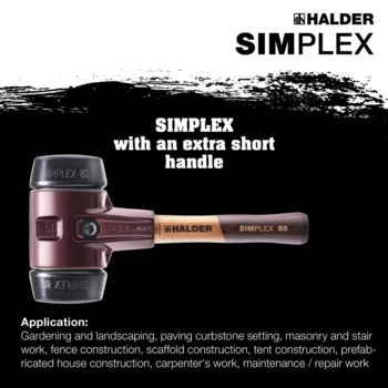                                             SIMPLEX-kladiva s měkkou vložkou Gumový kompozit; s tělem z temperované litiny a vysoce kvalitní, extra krátkou, dřevěnou násadou
 IM0015252 Foto ArtGrp Zusatz en
