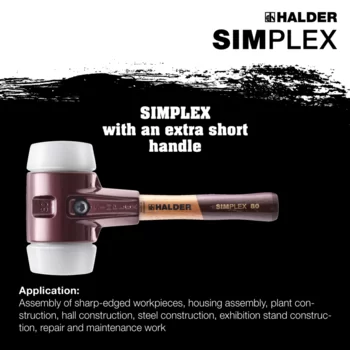                                             SIMPLEX-kladiva s měkkou vložkou Superplastik; s tělem z temperované litiny a vysoce kvalitní, extra krátkou, dřevěnou násadou
 IM0015254 Foto ArtGrp Zusatz en
