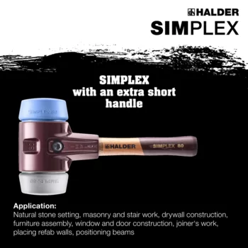                                             SIMPLEX 软面锤  TPE-soft / TPE-mid; with cast iron housing and high-quality extra short wooden handle
 IM0015256 Foto ArtGrp Zusatz en

