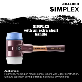                                            SIMPLEX 软面锤  TPE-soft / superplastic; with cast iron housing and high-quality extra short wooden handle
 IM0015259 Foto ArtGrp Zusatz en
