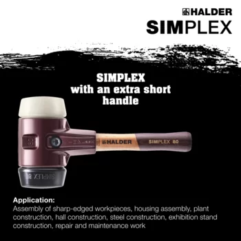                                             SIMPLEX-kladiva s měkkou vložkou Gumový kompozit / nylon; s tělem z temperované litiny a vysoce kvalitní, extra krátkou, dřevěnou násadou
 IM0015262 Foto ArtGrp Zusatz en
