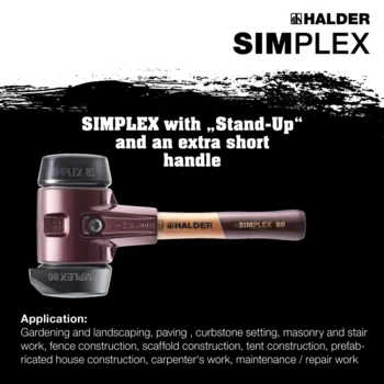                                            SIMPLEX 軟面槌 橡膠成分，具有“站立”功能； 帶鑄鐵外殼和高品質超短木手柄
 IM0015265 Foto ArtGrp Zusatz en
