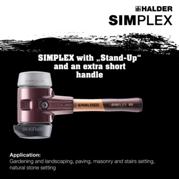                                             SIMPLEX 軟面槌 具有“站立” / TPE-mid 的橡膠組合物； 帶鑄鐵外殼和高品質超短木手柄
 IM0015266 Foto ArtGrp Zusatz en
